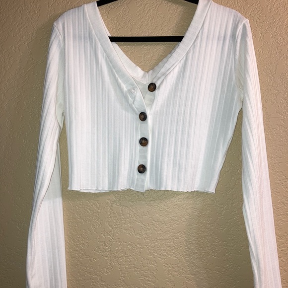 Large sexy v-neck, mid-ribbed, long-sleeved women’s top - Picture 2 of 3